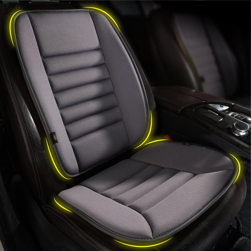 kingphenix Car Seat Cushion with Back Support Pillow: Enhanced Comfort Memory Foam Design for Pain Relief  Ideal for Drivers and Office Use - Ergonomic Lumbar Comfort for Long Sitting - Dark Grey - Image 1